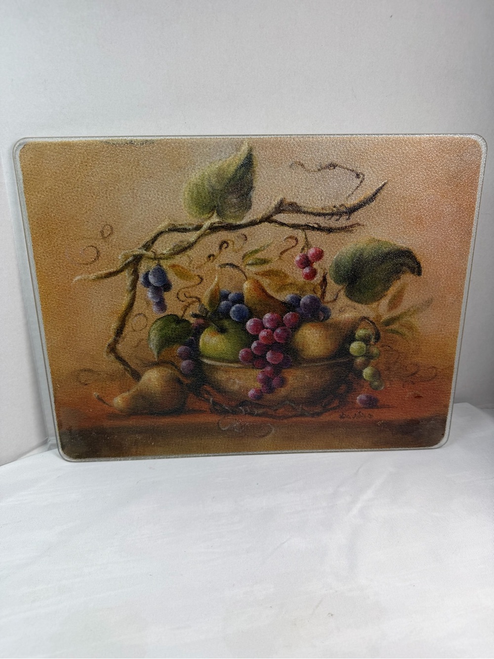Large Decorative TEMPERED GLASS Cutting Board Fruit Bowl Artist Lisa White